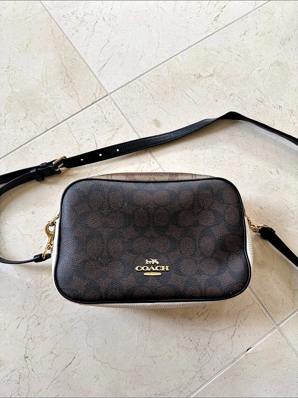 Coach Jamie Camera Bag in Signature Canvas Brown & Black
